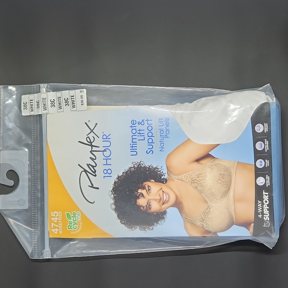 PLAYTEX 18 Hour Ultimate Lift & Support Bra in White Size 38C
